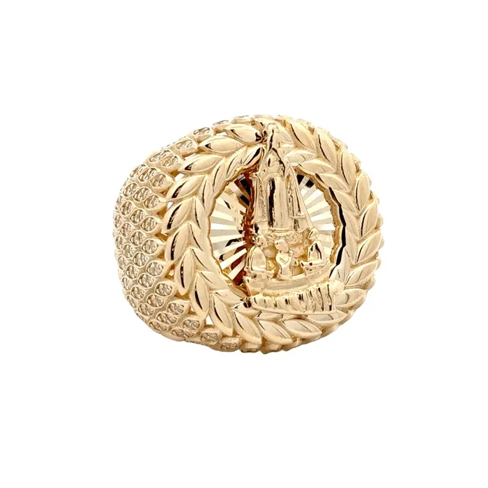 Elegant Gold Ring Our Lady of el Cobre Design 14k