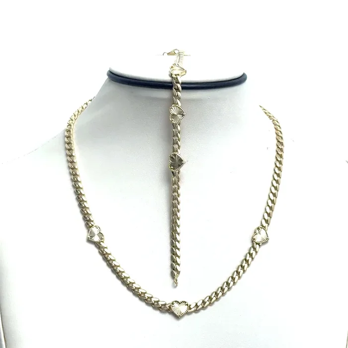 Elegant Heart Gold Chain Jewelry Set 14k