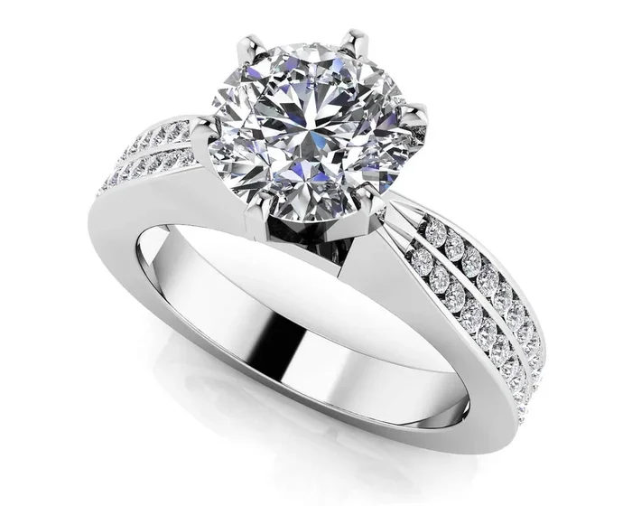 Elegant Six Prong Diamond Engagement Ring with 0.98 ct. (0.50 ct. center diamond)Watch