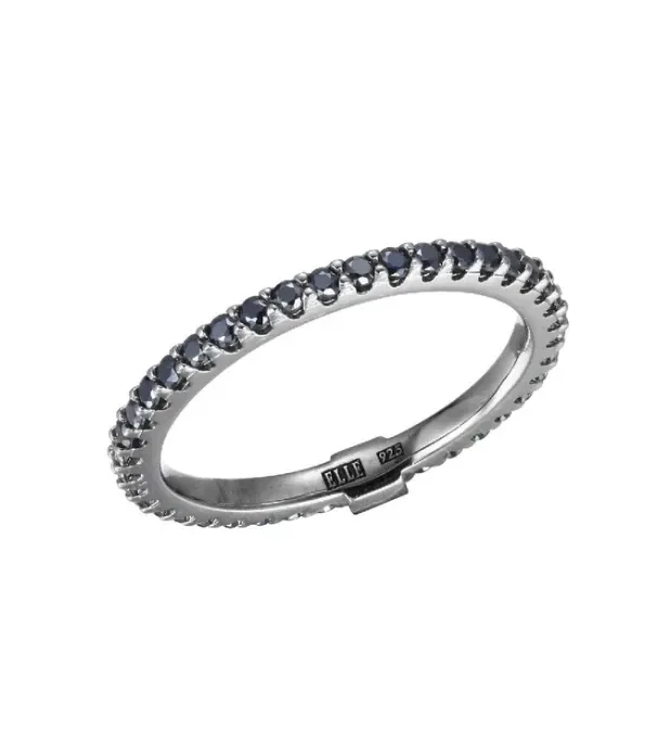 ELLE Ruthenium Plated “Stardust” Black Spinel Ring (SI5074)