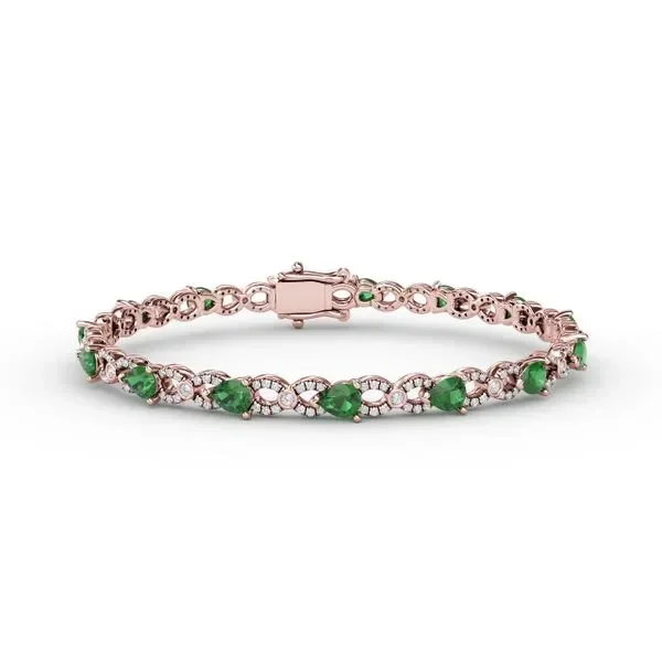 Emerald and Diamond Pear Shape Bracelet
