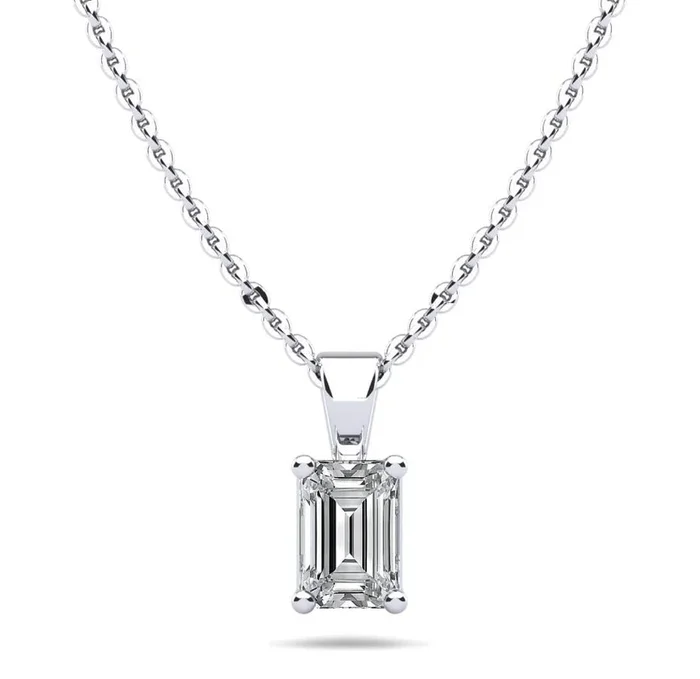 Emerald Cut Shaped Lab-Grown Diamond Pendant with 0.75 ct.(finished) 6.2×4.2mmWatch