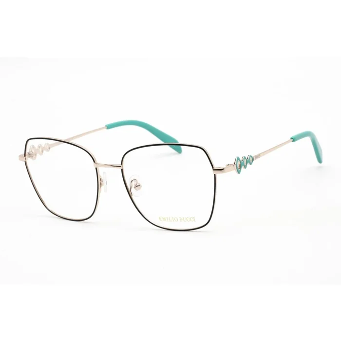 Emilio Pucci Women’s Eyeglasses – Clear Demo Lens Gold and Black Frame | EP5179 005