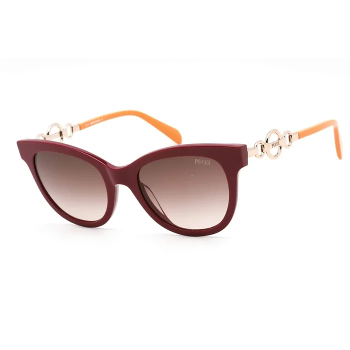 Emilio Pucci Women’s Sunglasses – Shiny Burgundy/Rose Gold/Orange Frame | EP0157 66F
