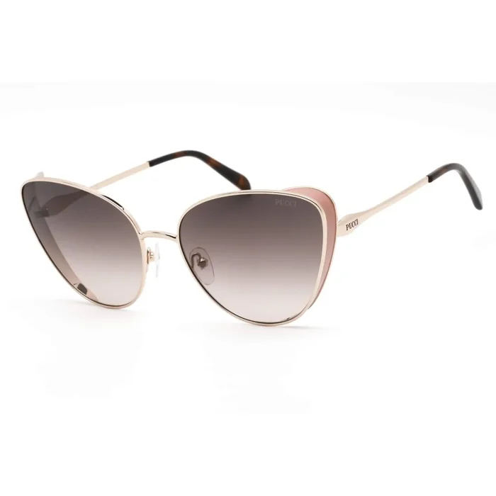 Emilio Pucci Women’s Sunglasses – Shiny Rose Gold/Pink/Havana Metal Frame | EP0186 28B