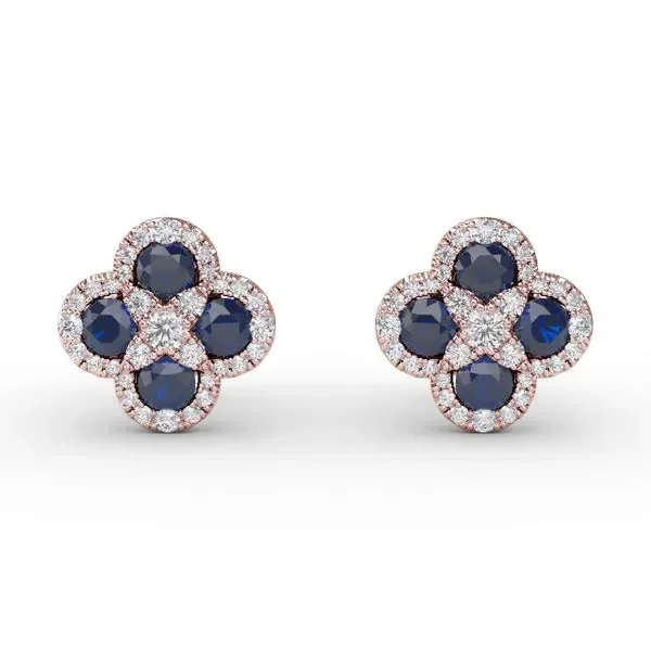 Endless Bliss Sapphire and Diamond Cluster Studs