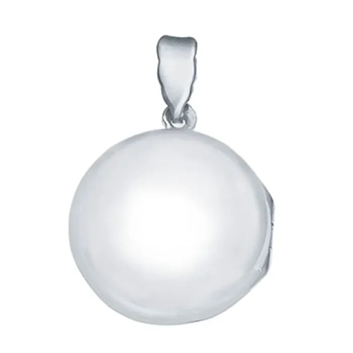 Engraveable Classic Round Locket Pendant 925 Sterling Silver