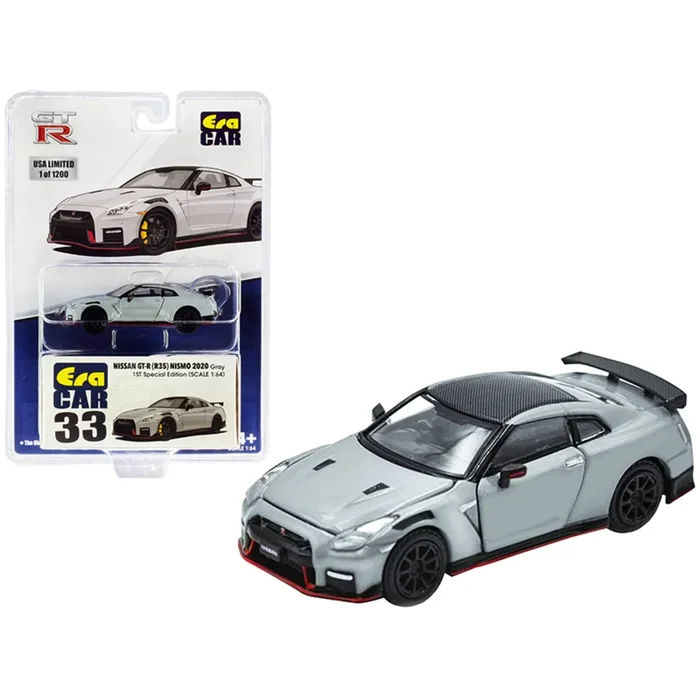 Era Car 1/64 Model Car – 2020 Nissan GT-R (R35) RHD Nismo Grey with Carbon Top