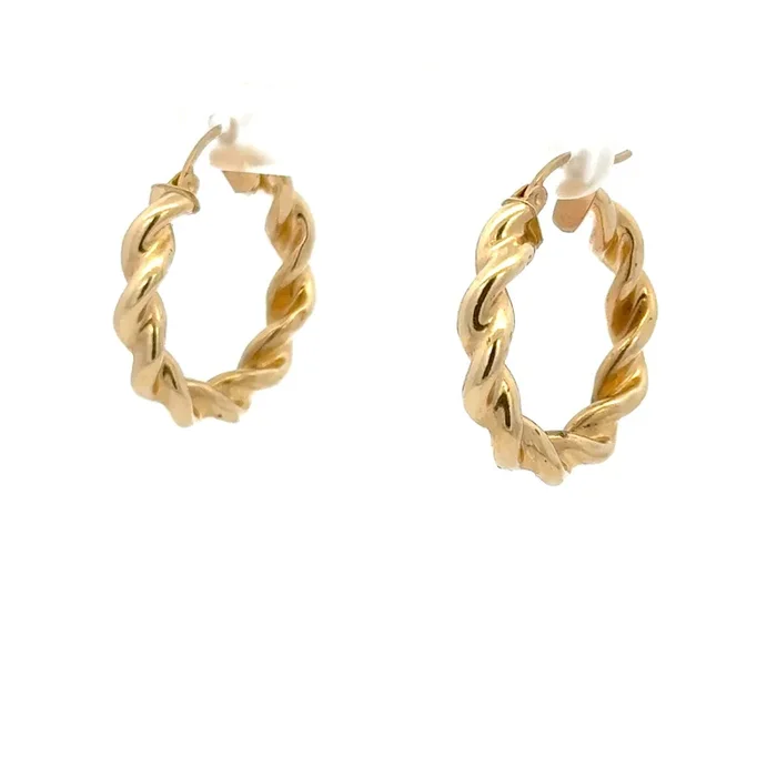 Fancy Twisted Gold Hoop Earrings 10k