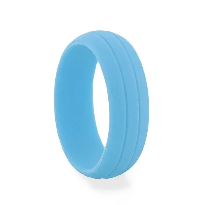 FIJI Dual Groove Silicone Ring for Men and Women Light blue Comfort Fit Hypoallergenic Thorsten – 8mm