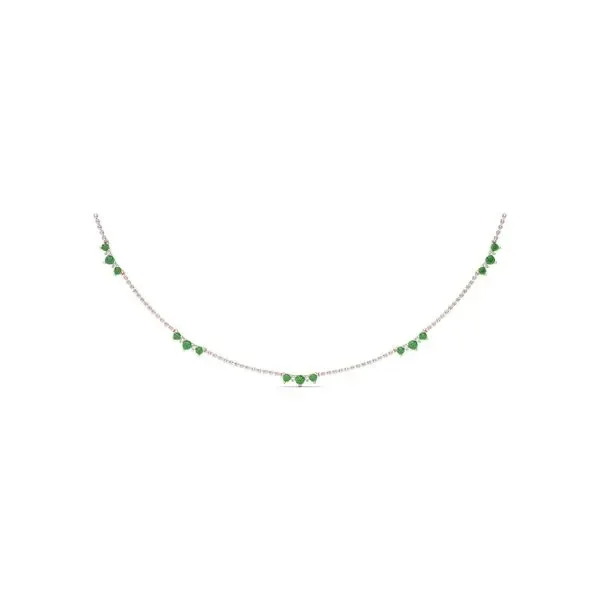 Five Stone Emerald and Diamond Station Necklace