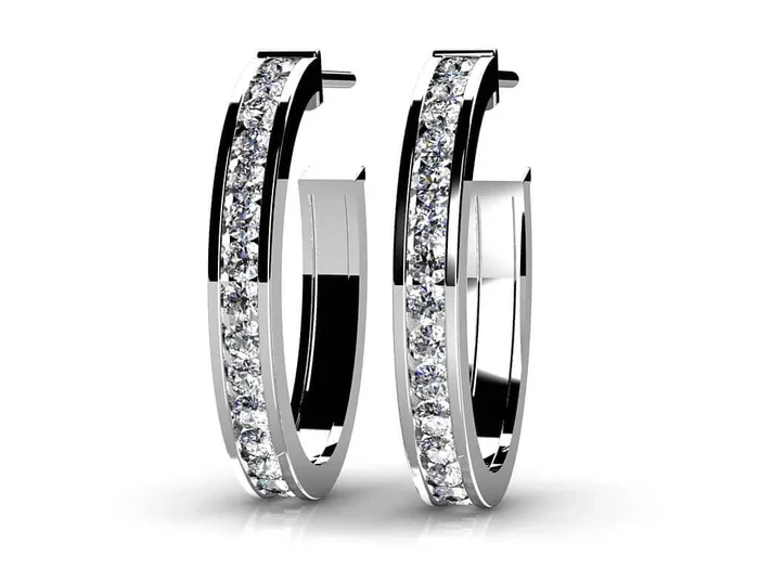 Floating Lab-Grown Diamond Hoop Earrings with 1.01 ct.(finished) 1.7mmWatch