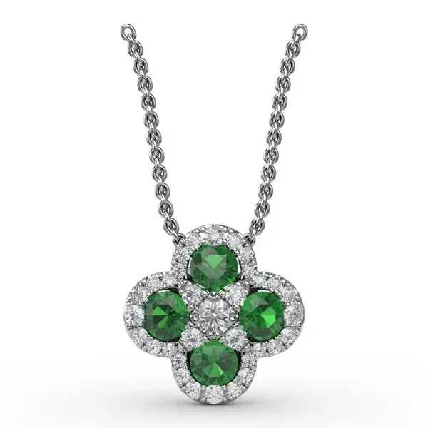 Flower Emerald and Diamond Pendant