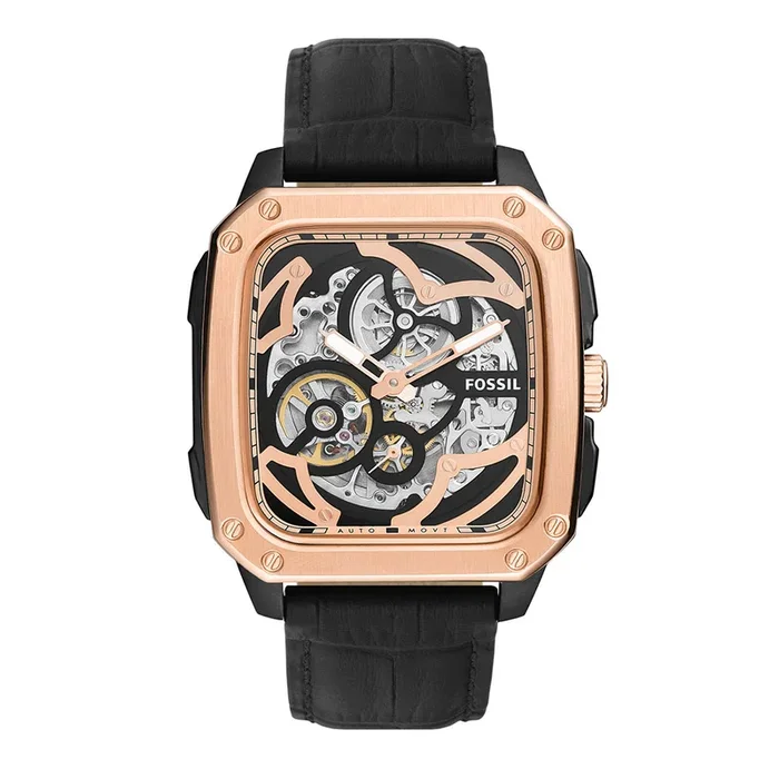 Fossil Men Inscription Square Black Watches