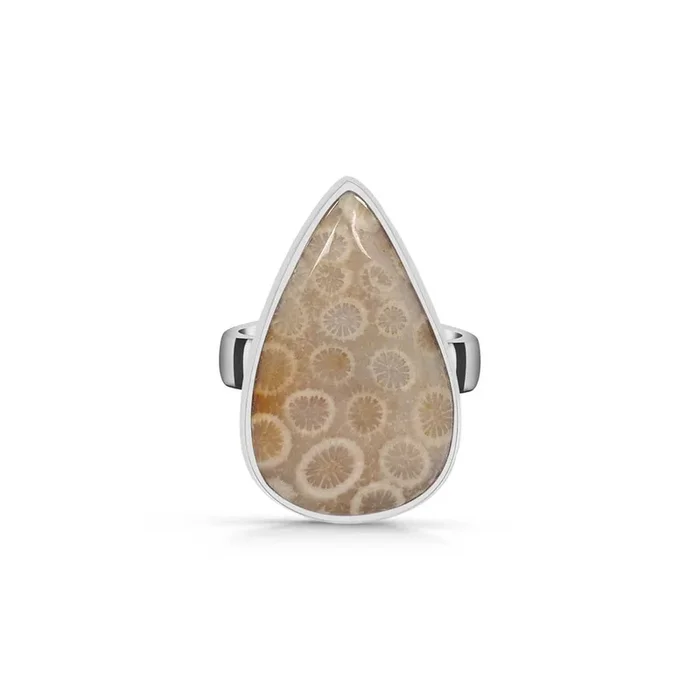 Fossilized Coral Adjustable Ring-(FSC-R-22.)