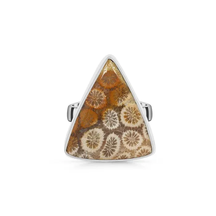 Fossilized Coral Adjustable Ring-(FSC-R-27.)