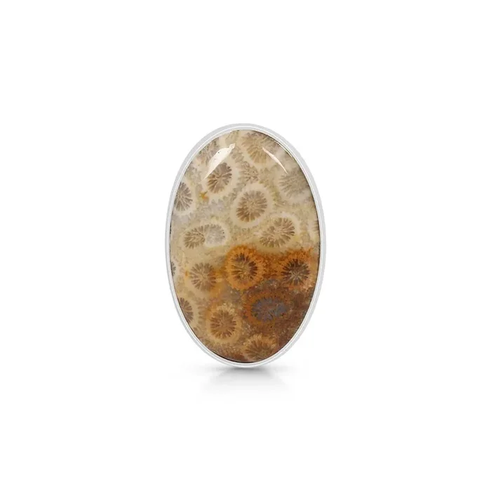Fossilized Coral Adjustable Ring-(FSC-R-30.)