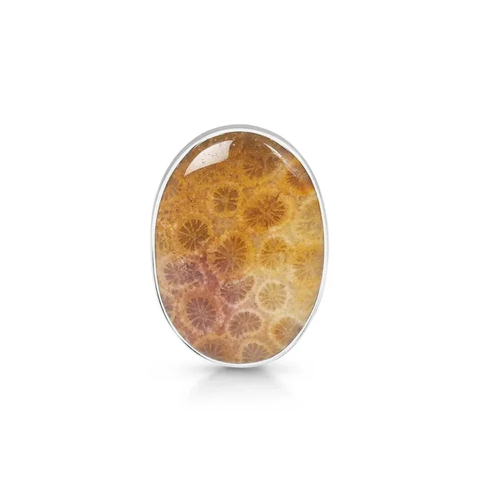 Fossilized Coral Adjustable Ring-(FSC-R-8.)