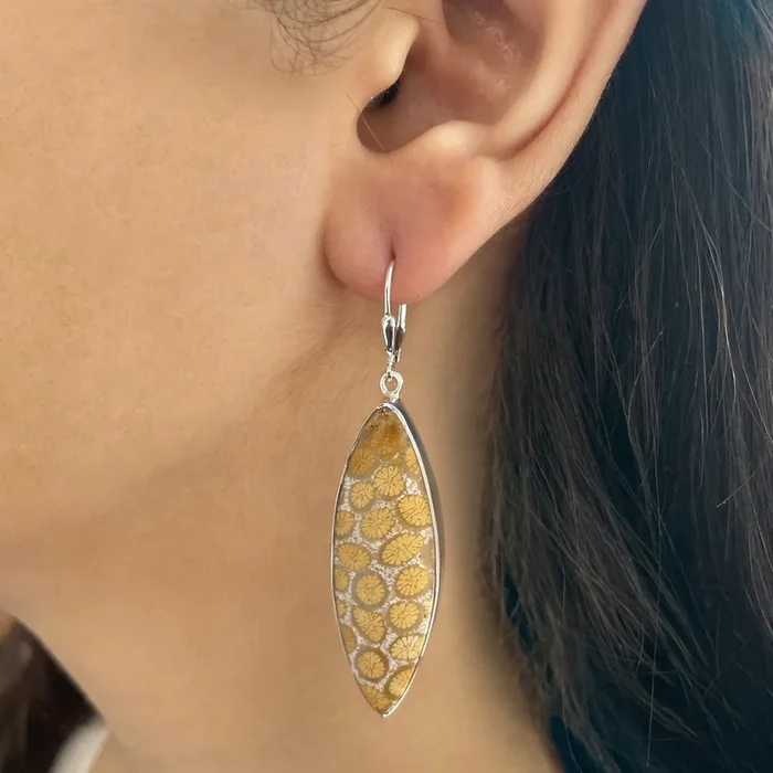 Fossilized Coral Earring-(FSC-E-14.)