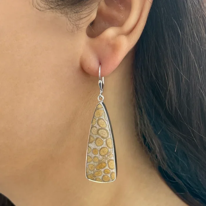 Fossilized Coral Earring-(FSC-E-17.)