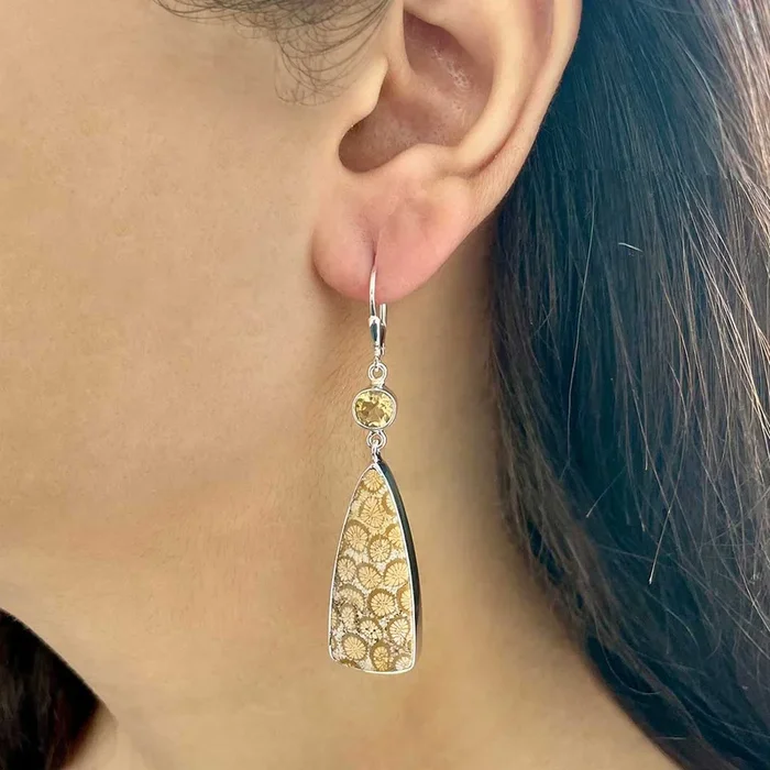Fossilized Coral Earring-(FSC-E-2.)
