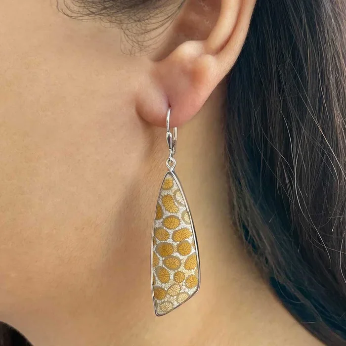 Fossilized Coral Earring-(FSC-E-22.)