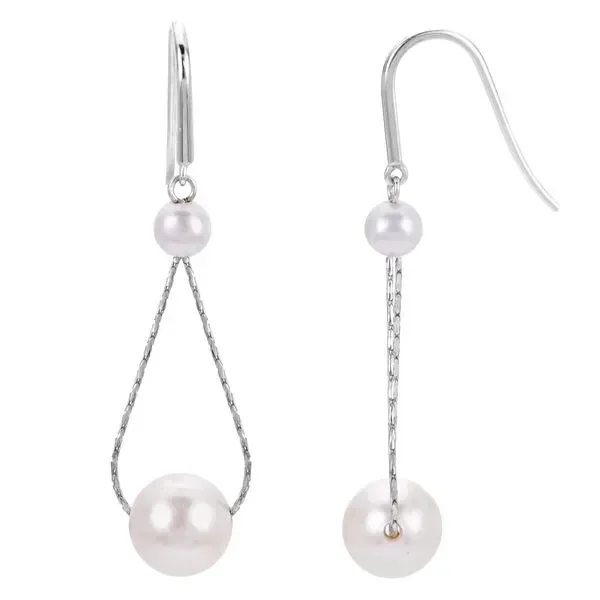Freshwater Pearl Dangle Illusion Earrings in Sterling Silver