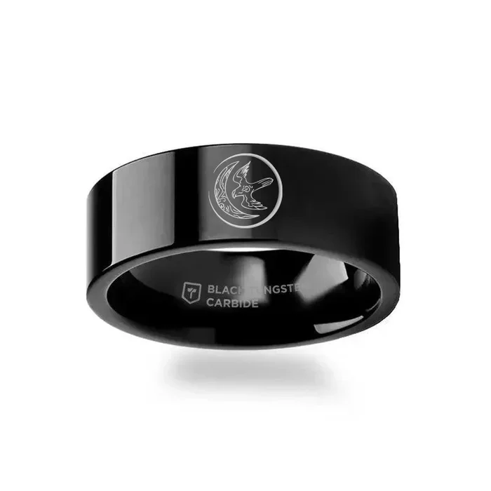 Game of Thrones Noble Houses Sigil Engraving Black Tungsten Ring Arryn – 2mm – 12mm