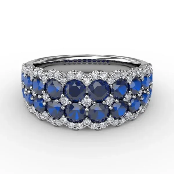 Get Sentimental Sapphire and Diamond Double Row Ring