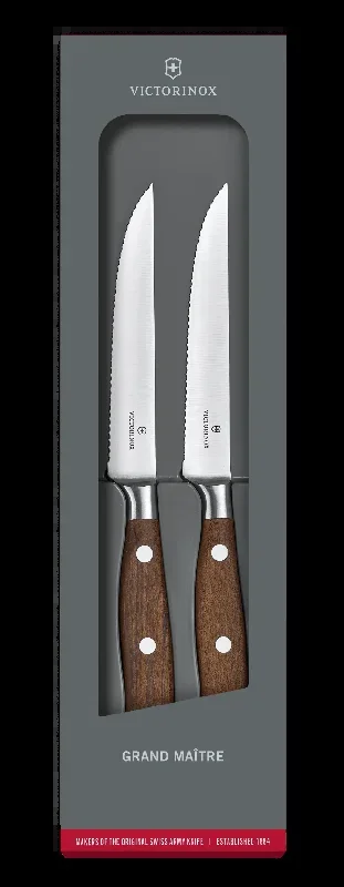 Grand Maître Wood Steak Knife Set, wavy edge