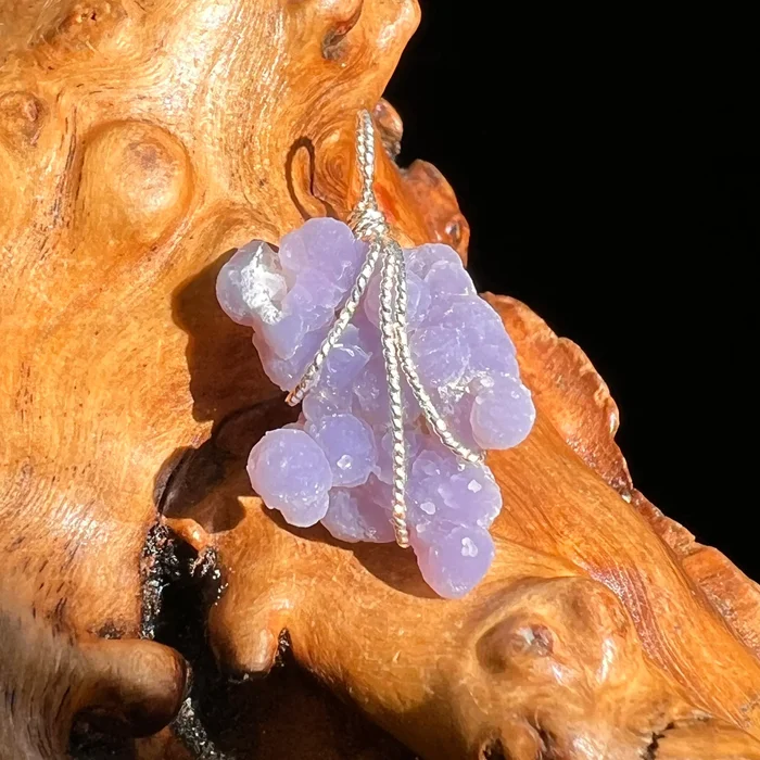 Grape Agate Wire Wrapped Pendant Silver #6175