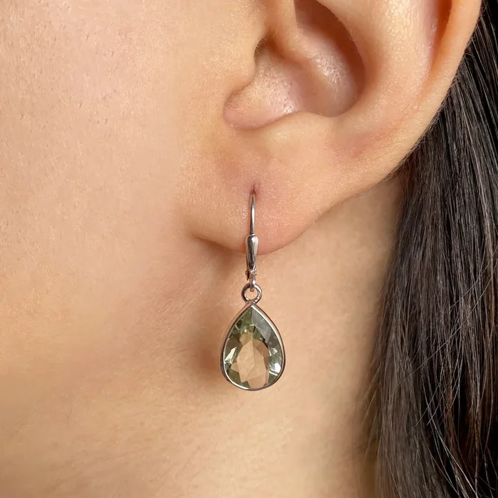 Green Amethyst Leverback Earring-(GRA-SE-1252.)