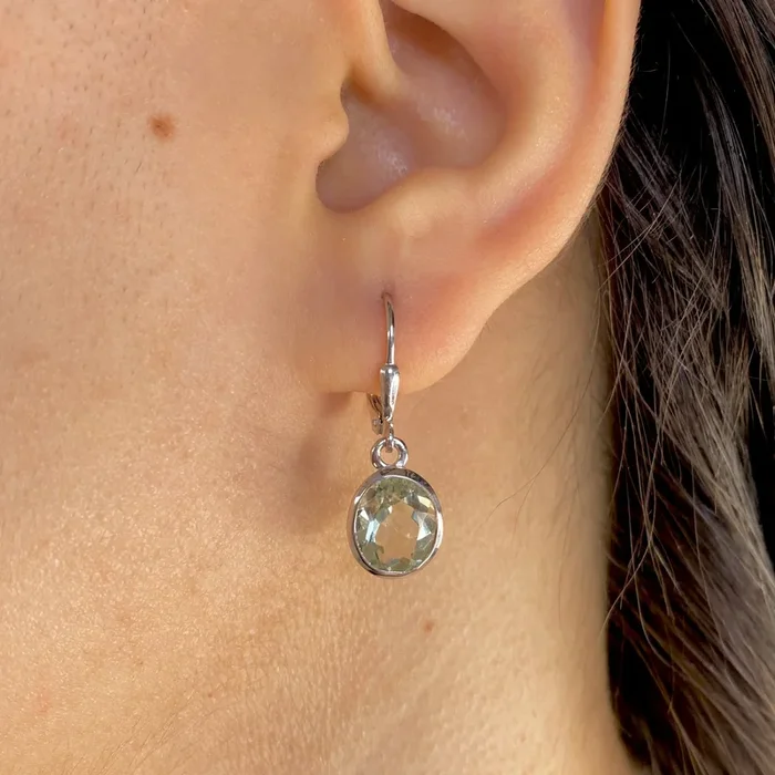 Green Amethyst Leverback Earring-(GRA-SE-713.)