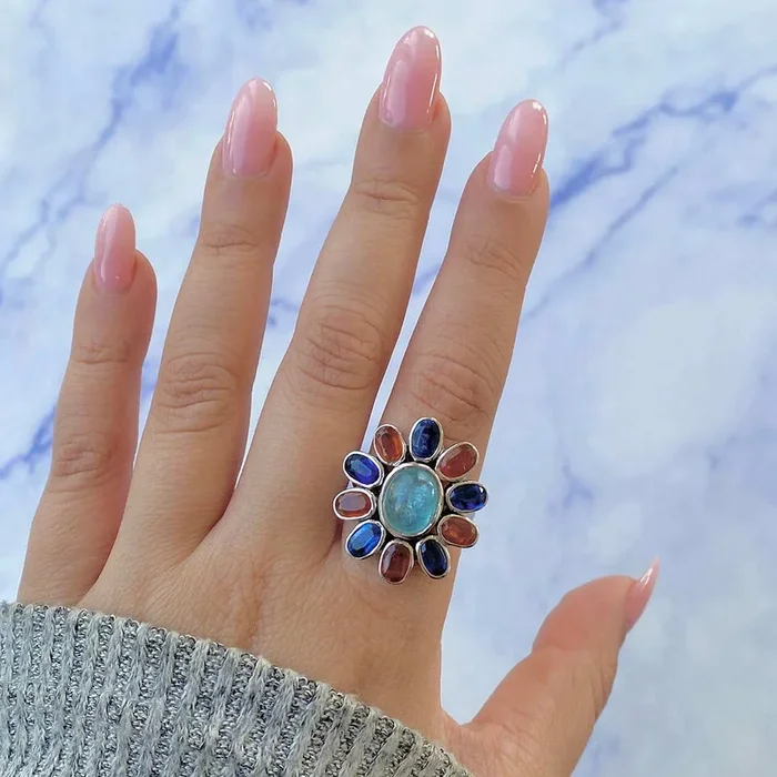 Green Kyanite Adjustable Ring-(KYN-CCR-47-G.)