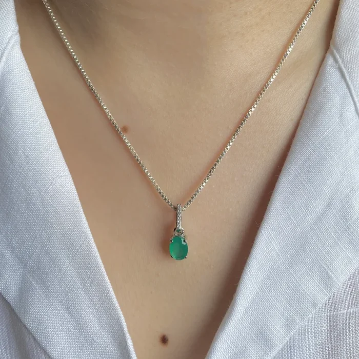 Green Onyx & White Topaz Pendant-(GRO-SP-920.)