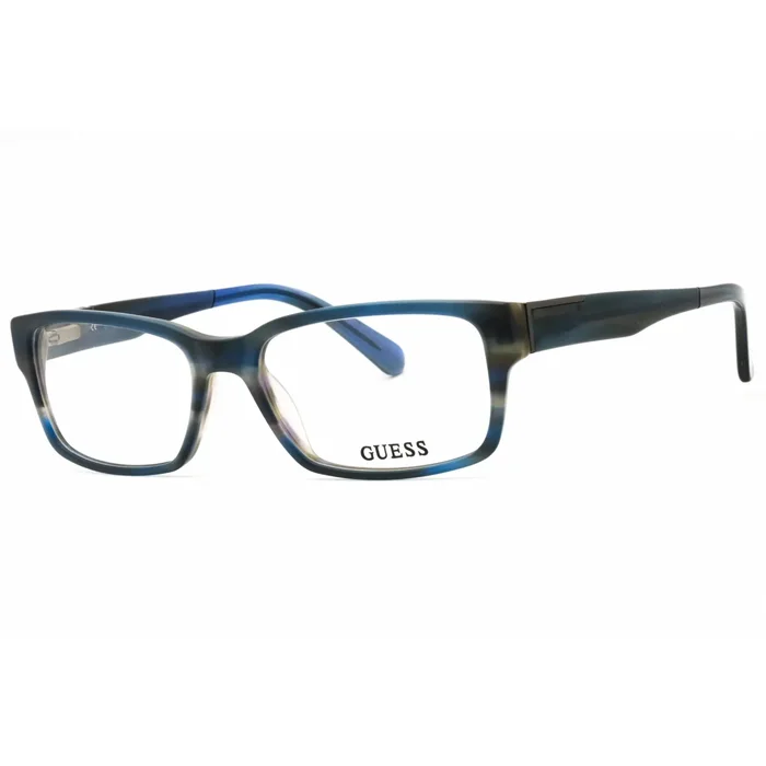 Guess Men’s Eyeglasses – Matte Blue Acetate Full Rim Rectangular Frame | GU1775 L11