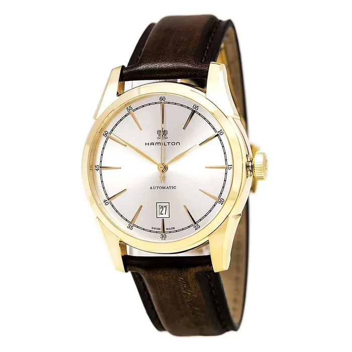 Hamilton H42445551 Men’s Spirit of Liberty Brown Leather Strap Silver Dial Automatic Watch