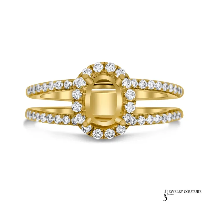Hazel – 18KT Yellow Gold Double Band Semi-Mount Engagement Ring