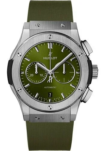 Hublot Classic Fusion Chronograph Titanium Green Watch – 42 mm – Green Dial – Green Lined Rubber Strap-541.NX.8970.RXWatch