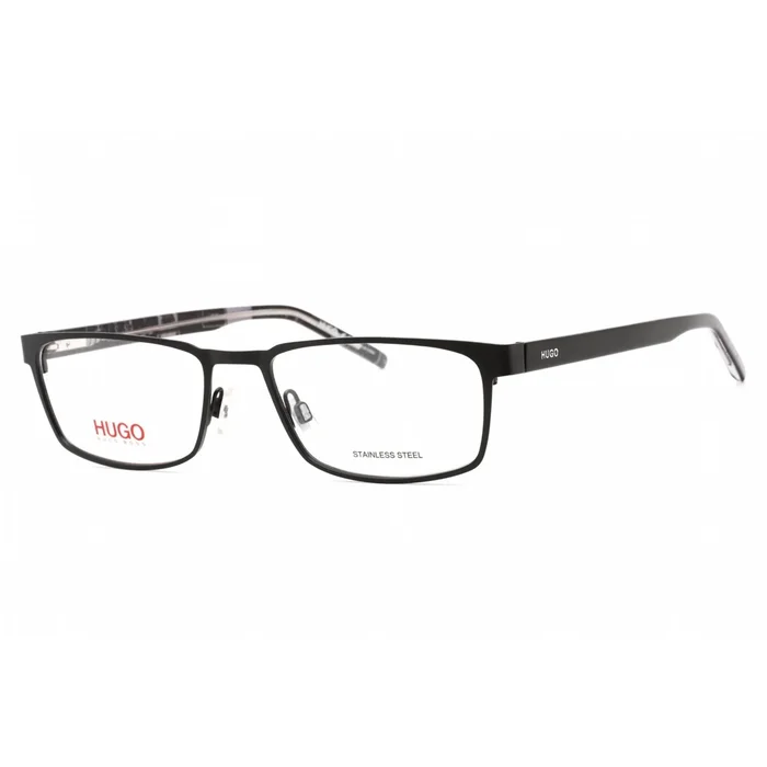 Hugo Men’s Eyeglasses – Full Rim Matte Black Metal Rectangular Frame | HG 1075 0003 00