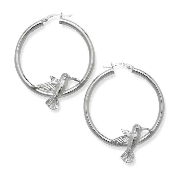 Hummingbird 925 Sterling Silver Hoops