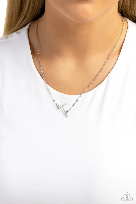 INITIALLY Yours – T – White Necklace – Jewelry by Bretta
