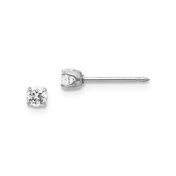 Inverness 3mm CZ Piercing Earrings in 14k White Gold