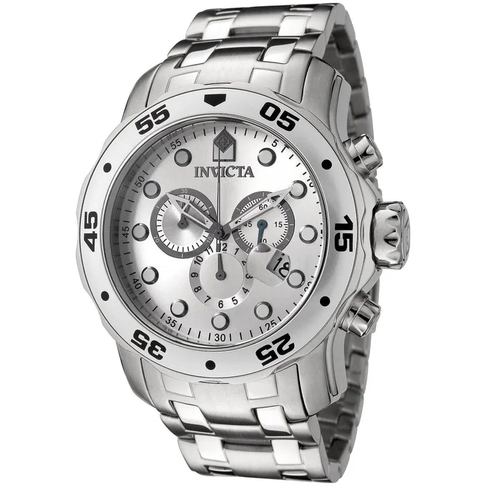 Invicta 0071 Men’s Pro Diver SS Silver Dial Chronograph Watch