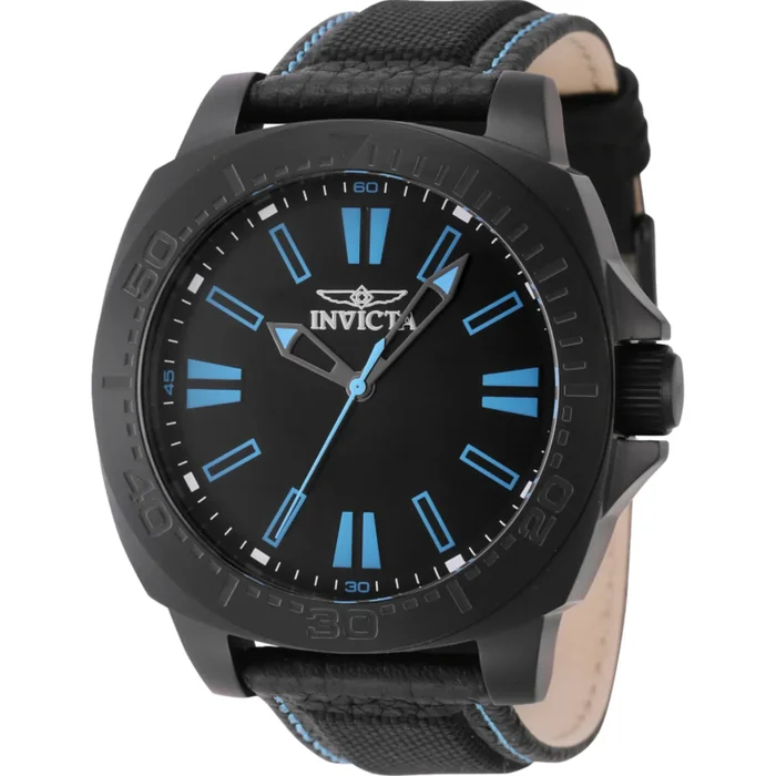 Invicta Men’s Watch – Speedway Quartz Black Dial Nylon and Leather Strap | 46307