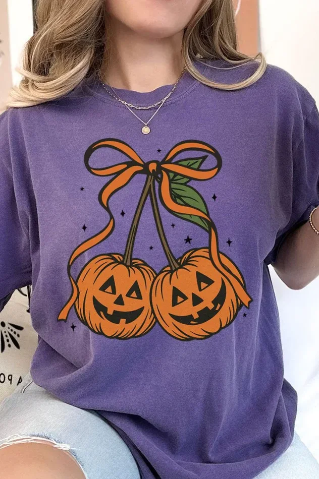 Jack-O’-Lantern Cherries Comfort Colors Adult Ring-Spun Cotton Tee