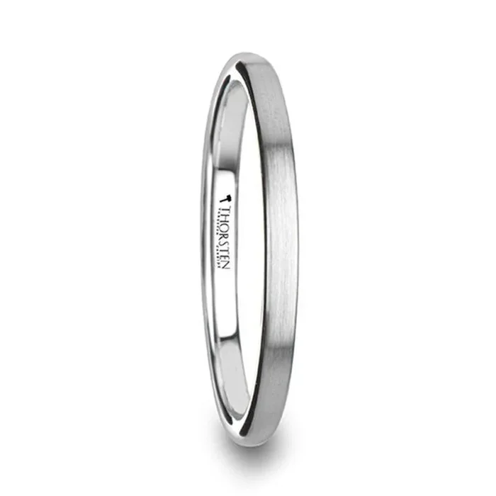 JESSAMINE Domed Tungsten Carbide Ring with Brushed Finish for Her – 2mm