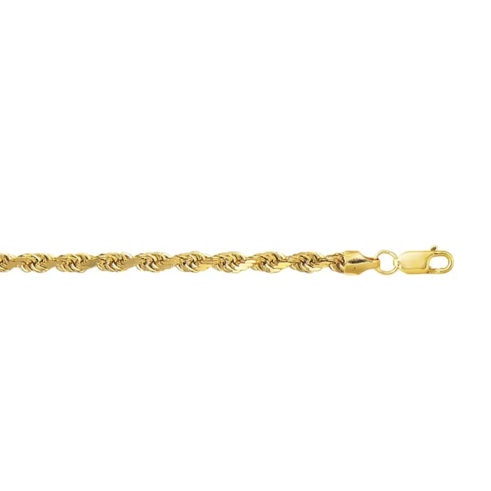 JewelStop 14K Yellow Gold Diamond Cut/Textured Finish 5mm Lite Rope Chain with Lobster Clasp -20″,22″,24″