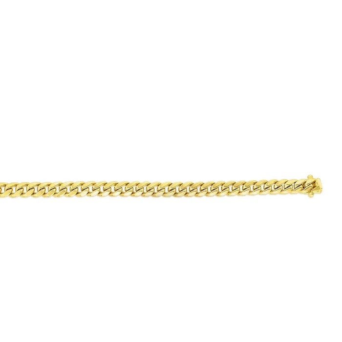 JewelStop 14K Yellow Gold Polished Finish 9.1mm Semi-Solid Classic Miami Cuban Chain with Box Lock – 8.5″ 22″