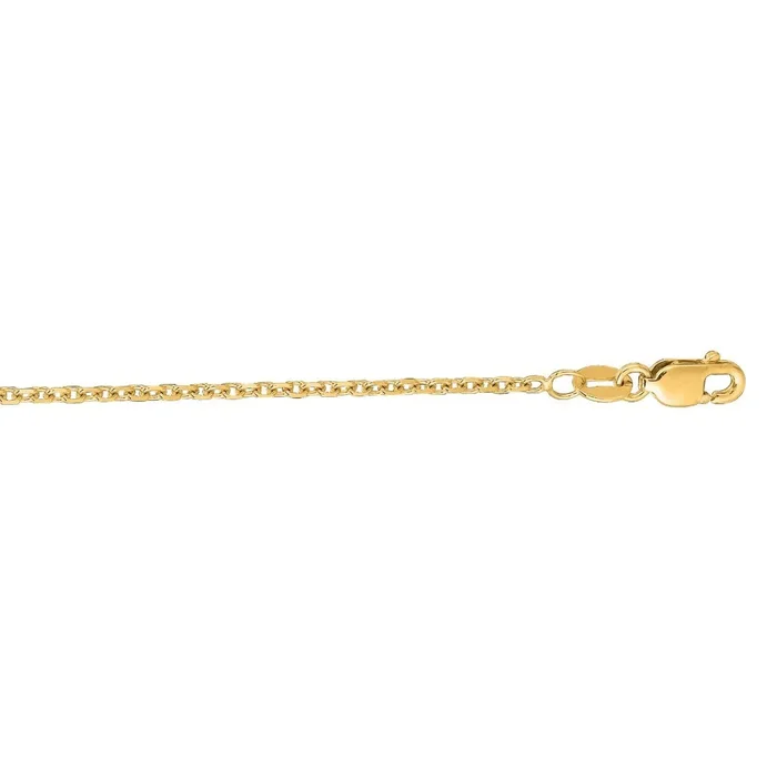 JewelStop 18K Yellow Gold Diamond Cut/ Textured Finish 1.4mm Cable Chain with Lobster Clasp – 16″ 18″ 20″